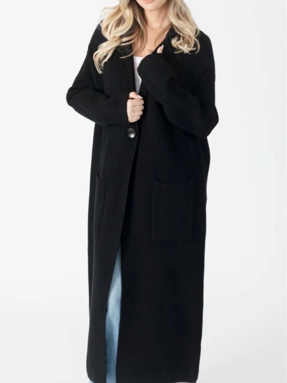 Long Black Cardigan Coat
